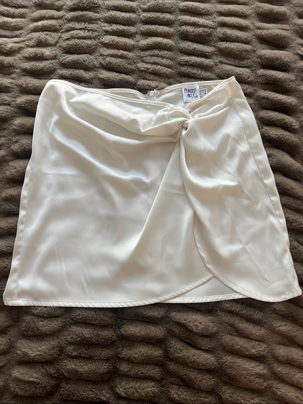 Princess Polly Ivory Twist-Front Mini Skirt
